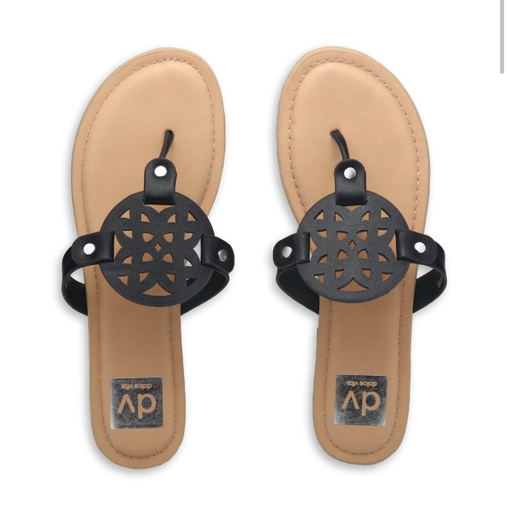 DV Dolce Vita Women’s Gotie Black Sandals Flats Summer Shoes Size 5.5 NWT - Picture 1 of 6